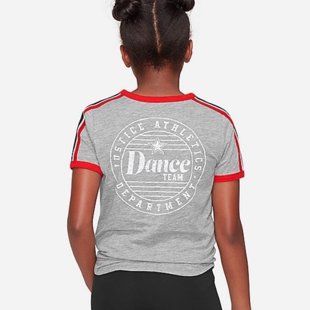 NWT Justice Dance Stripe Sleeve Tee